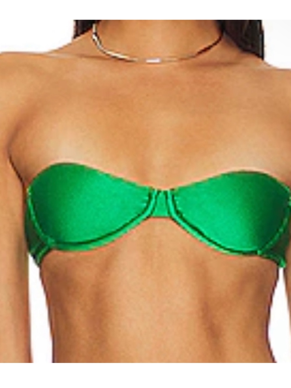Melissa Simone Green Bandeau Swim Top with Gold Accent